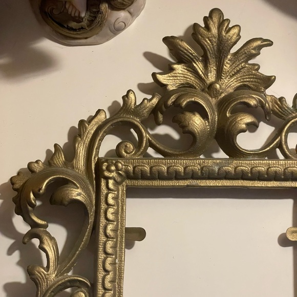 ✨ antique ornate filigree Vintage Art Nouveau Brass Mirror or picture Frame - Picture 6 of 14